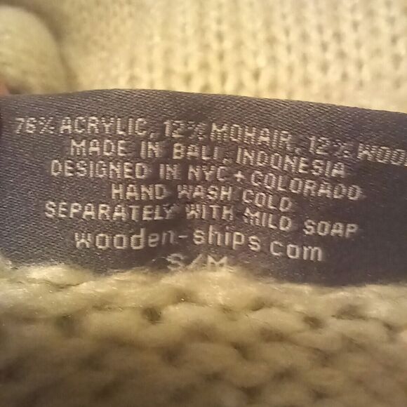 Wooden Ships Mohair Wool Blend Oversized Sweater-Size S/M-Boatneck-Dolman Sleeve - Picture 8 of 8